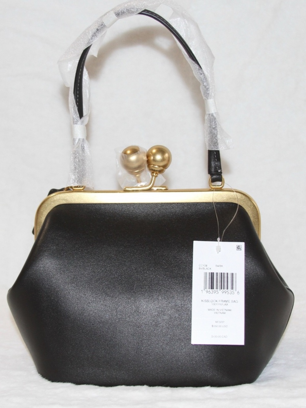 Coach Kisslock Frame Bag 16 Black Glovetanned Leather NWT - Picture 3 of 8